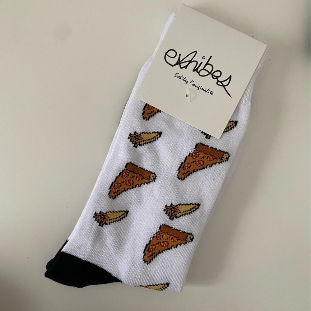 NWT 🆕 Lot of 3 Men Skater Funky Printed Crew Socks • Mushroom Pizzas Eye Flower - Picture 5 of 8